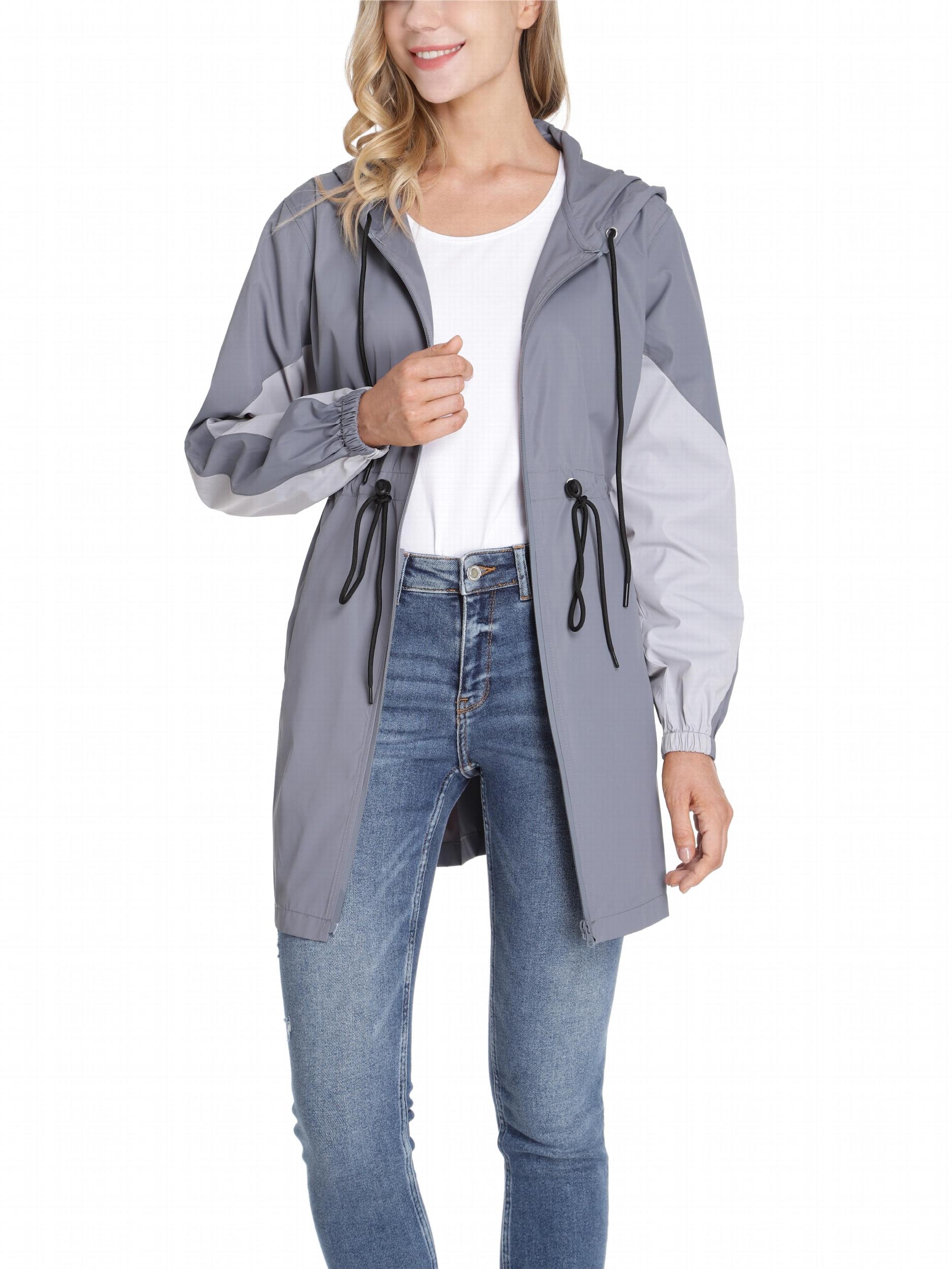 Hooded Windbreaker Jacket Long Sleeve Trench Coat