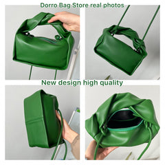 Women's Fold Handle Shoulder Bags PU Leather Ladies Clutch Purse Handbags Green