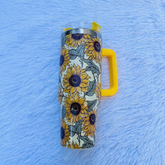 Sunflower Printed 40oz Stainless Steel Water Cup Insulated Leakproof for Outdoor
