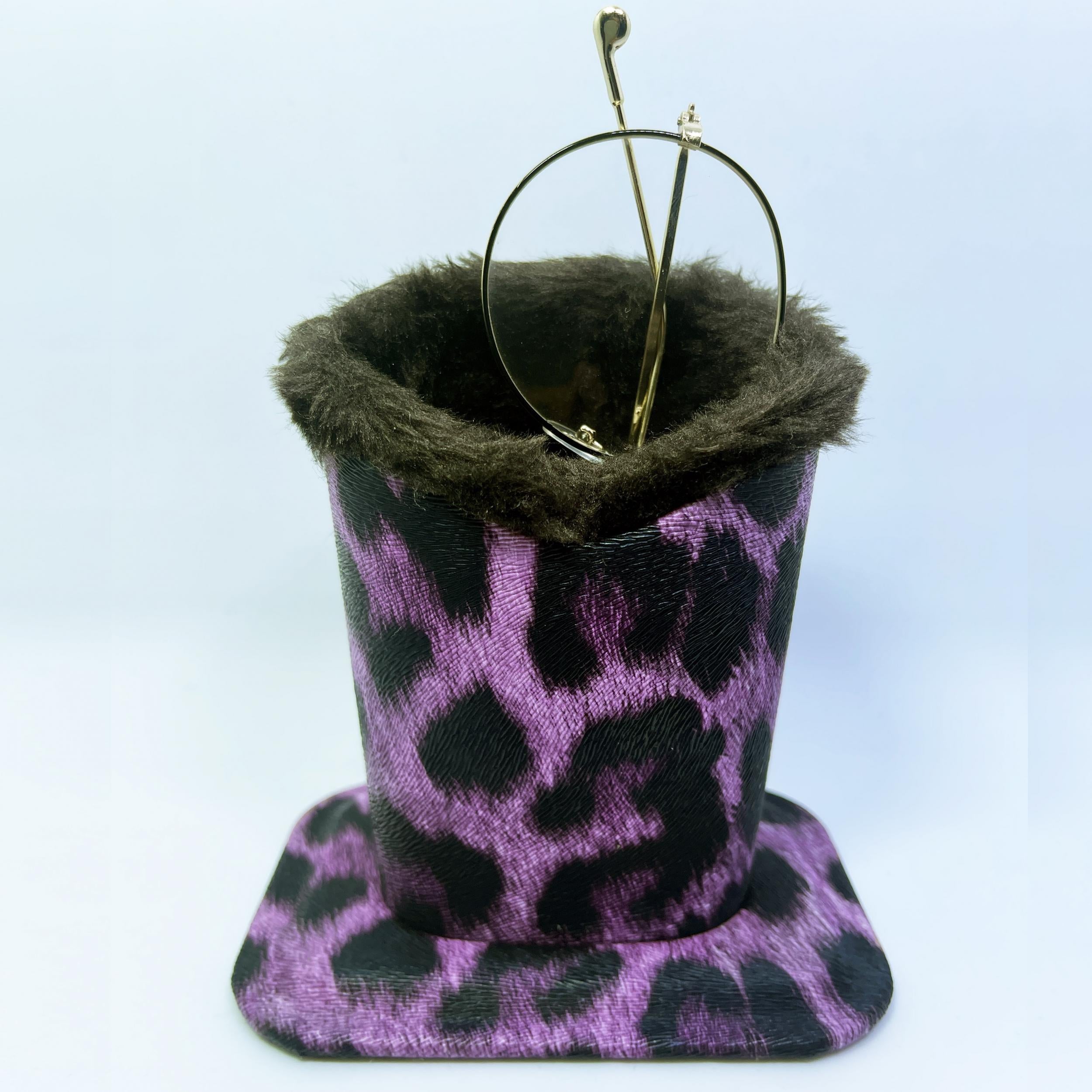 Leopard Print Glasses Holder Plush Lined Case Sunglasses Storage Container