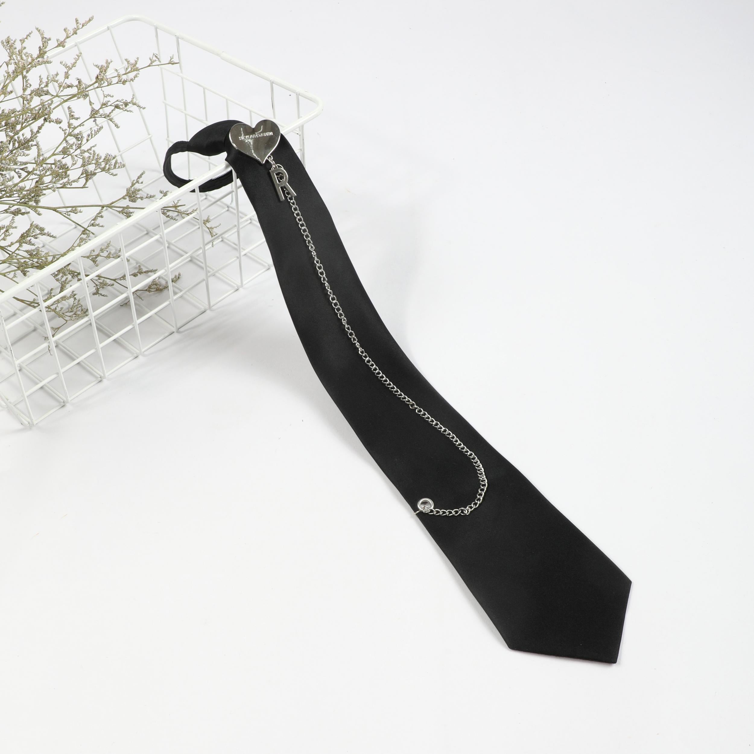 Heart Chain Tassel Necktie Casual Tie For Women