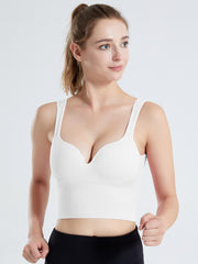 Seamless U Back Sports Bra with Push Up Support - Elastic Activewear Crop Top