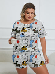 Cartoon Dog Print Lounge Set