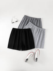 3pcs Solid Biker Shorts for Women Spring & Summer