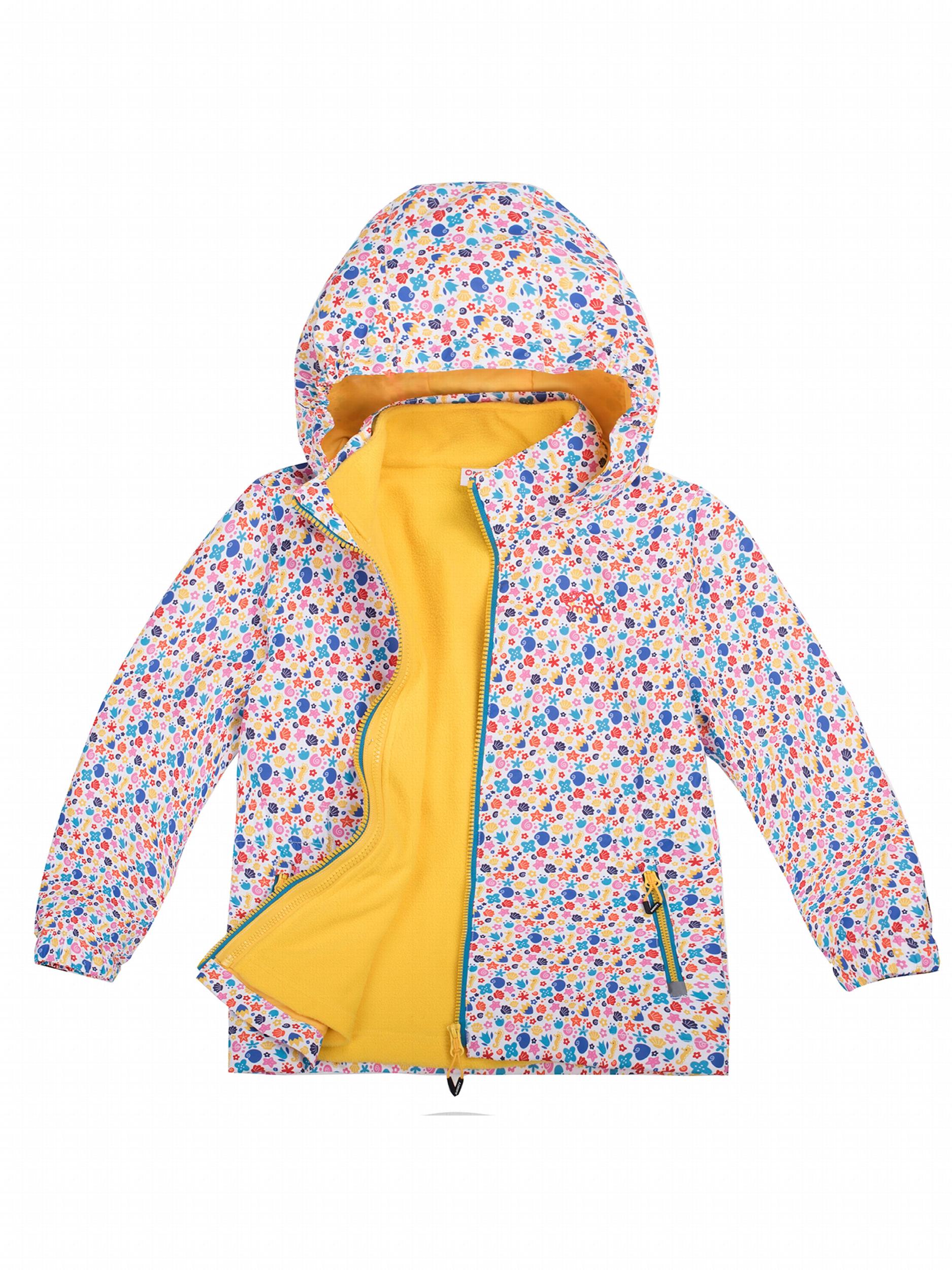 Toddler Girls Cartoon Print Hooded Jacket with Pockets