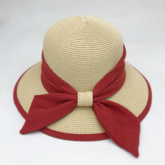 Foldable Bucket Hat for Women Sun Protection Straw Travel Beach Hats