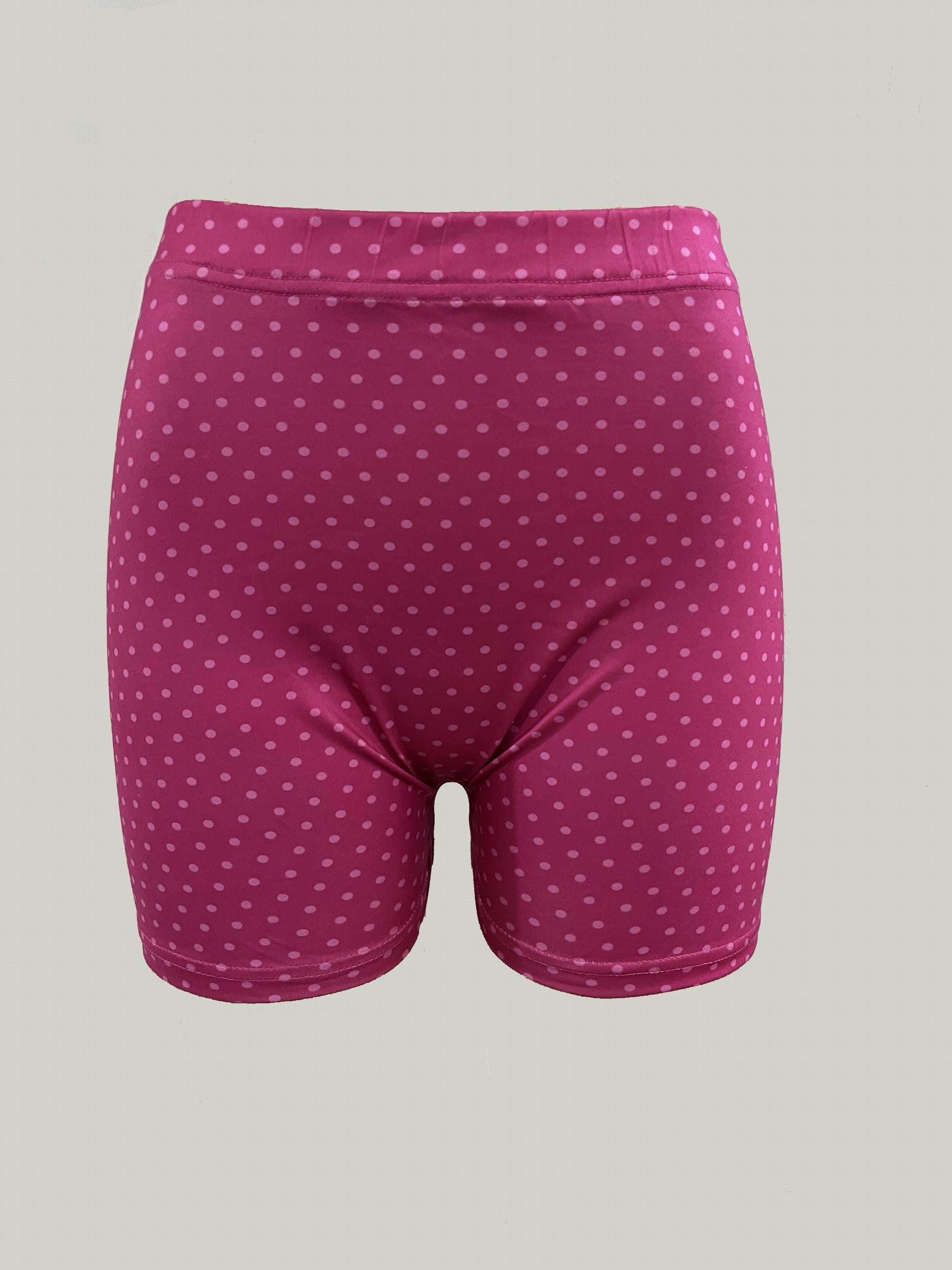 Polka Dot Print High Stretch Slim Shorts Women's Clothing