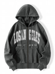 Graphic Casual Sports Hooded Sweatshirt Zipper Drawstring Hoodie