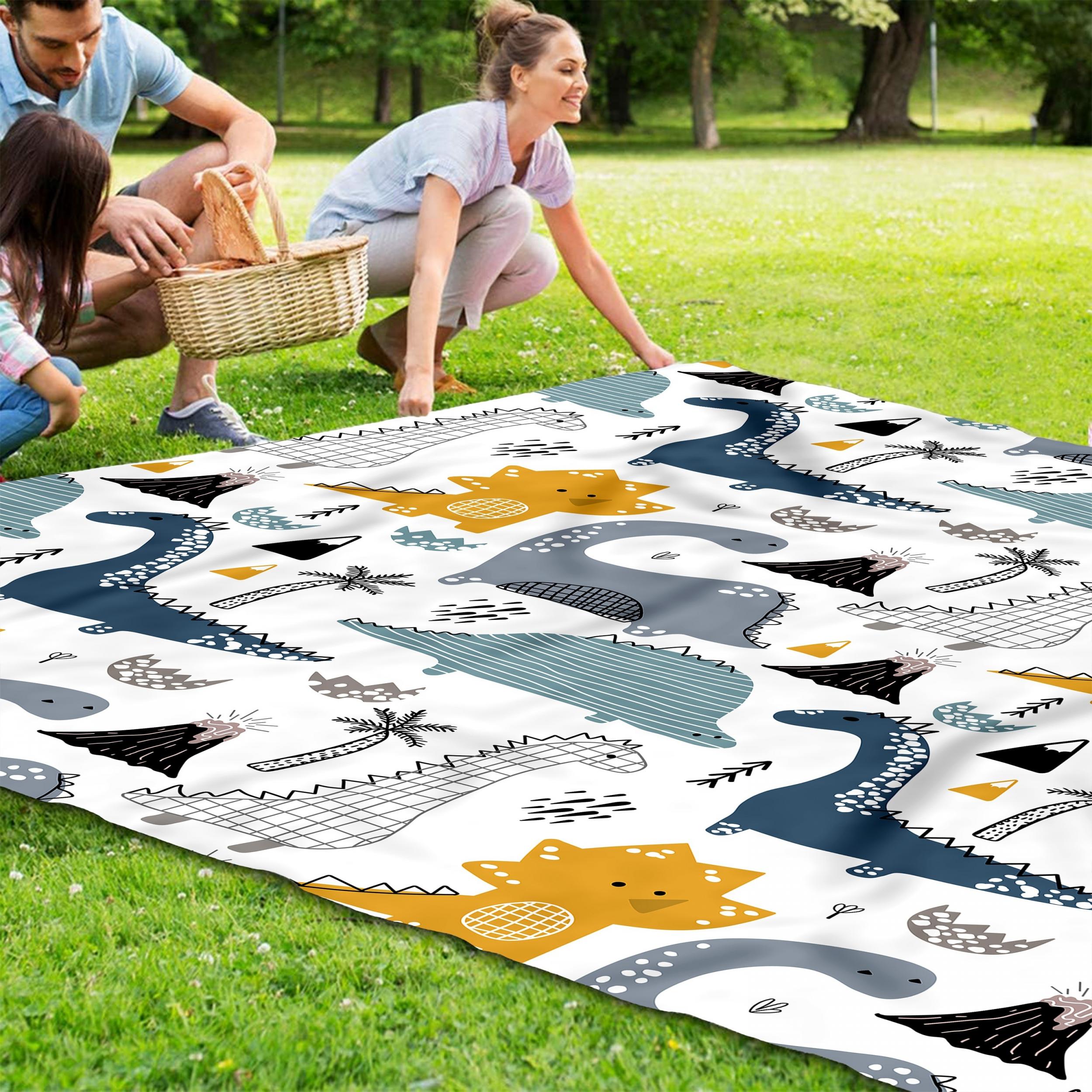 Cartoon Dinosaur Print Outdoor Picnic Mat - Waterproof & Sandproof