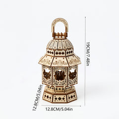 Wooden Chinese Lantern Model Kit with Tassel and Floral Design