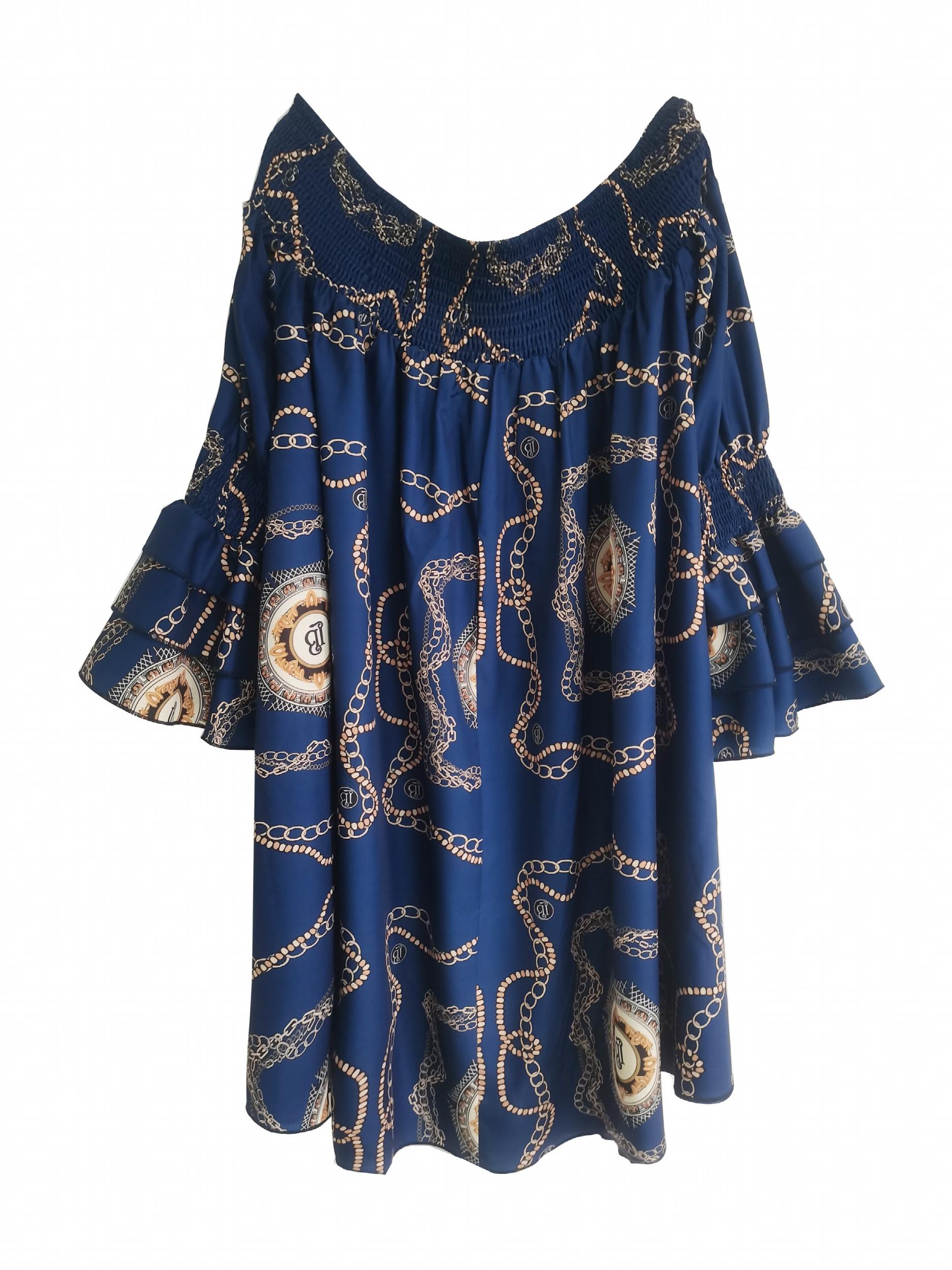 Casual Dress Women's Plus Chain Print Layered Sleeve Dress