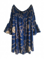 Casual Dress Women's Plus Chain Print Layered Sleeve Dress