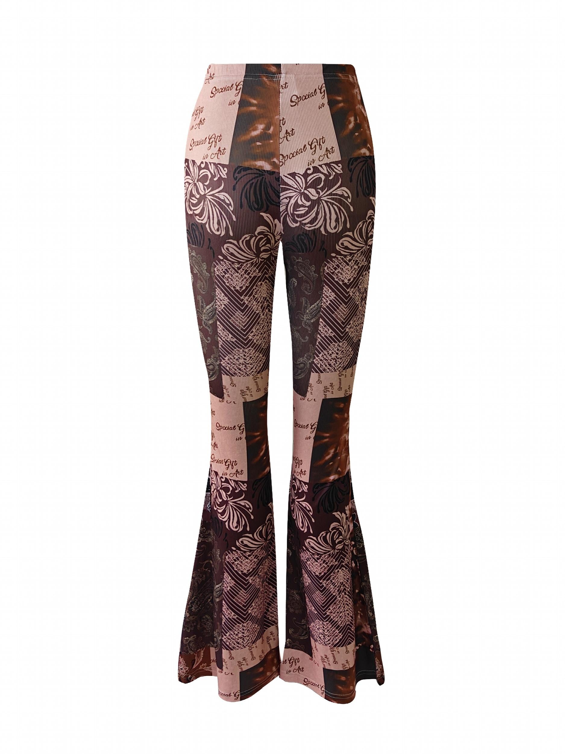 Flower Letter Block Sports Flare Pants Women's Yoga Bell bottoms Pants