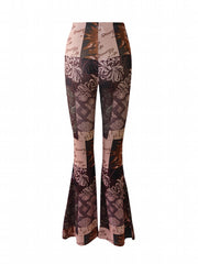 Flower Letter Block Sports Flare Pants Women's Yoga Bell bottoms Pants