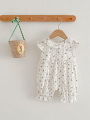 Baby Girls Floral Romper Ruffle Sleeves Summer Rompers