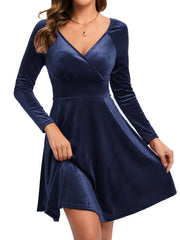 Surplice Neck Long Sleeve Mini Party Dress