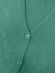 Solid Button Up V Neck Cardigan Long Sleeve Sweater