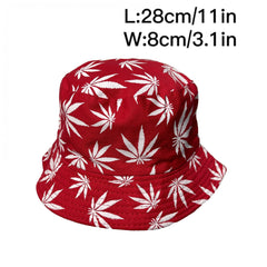 Leaf Print Bucket Hat Unisex Hip Hop Fisherman Cap Lightweight Travel Beach