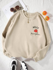 Pumpkin Print Sweatshirt Casual Long Sleeve Crew Neck Sweatshirt
