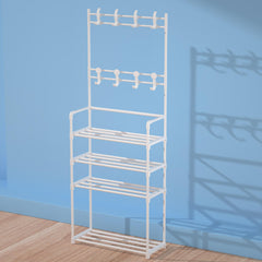 2-in-1 Multifunctional Shoes Organizer Shelf with Coat Rack