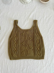 Baby Girl's Knitted Crop Top & Casual Blouse Set