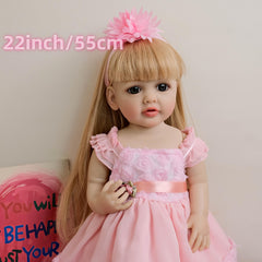 22" Princess Doll Blonde Hair Pink Gown & Accessories