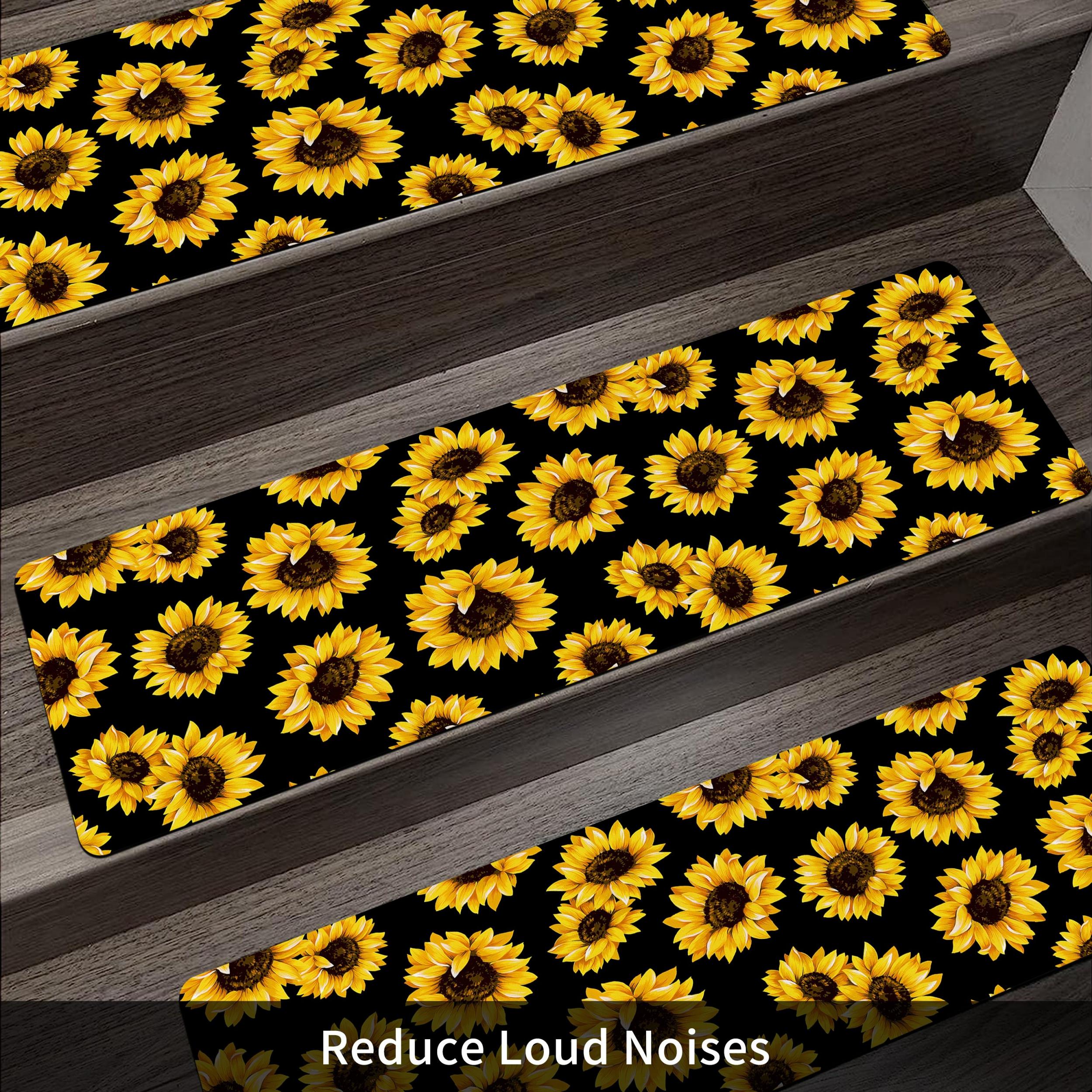 Sunflower Stair Treads Non Slip Carpet Mat Indoor Stair Runners Washable