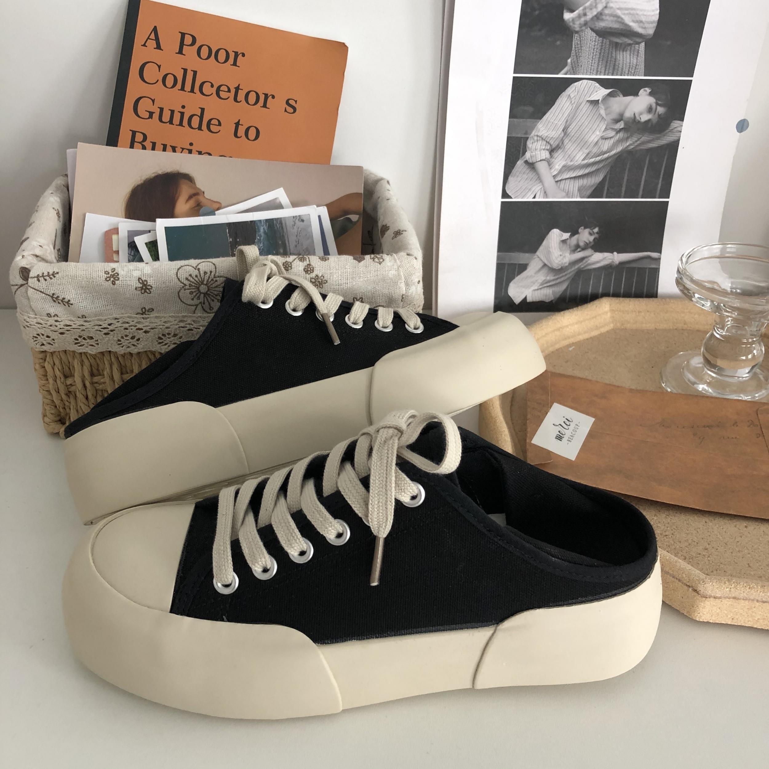 Colorblock Lace Up Platform Sneakers Low Top Women's Shoe