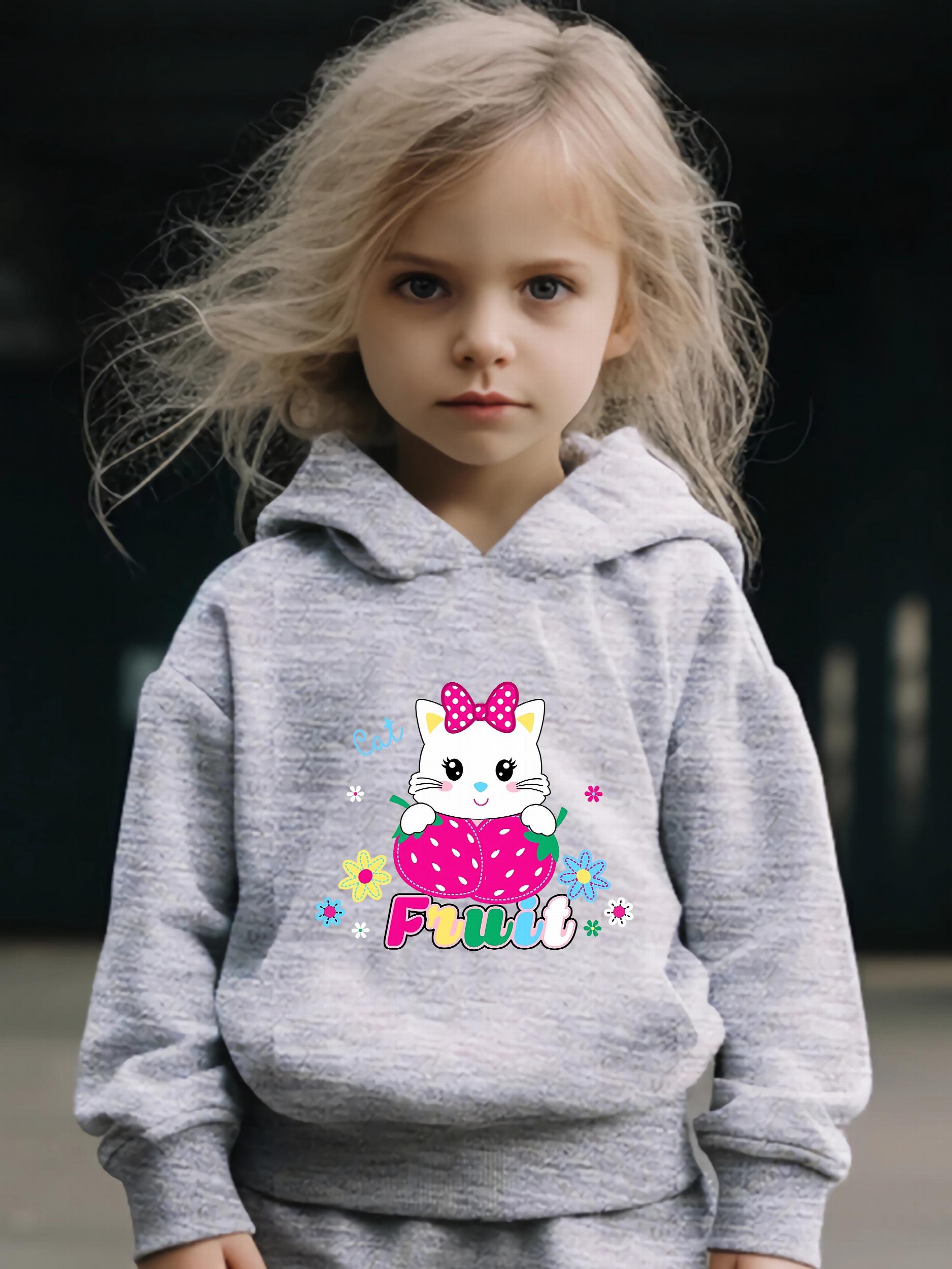 Sweet Kitty Print 2pcs Girls Outfits For Sports Spring Fall Outdoor Gift