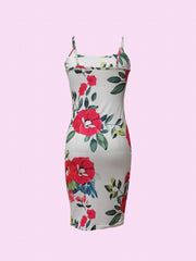 Floral Print Bodycon Dress Spaghetti Strap Knee Length