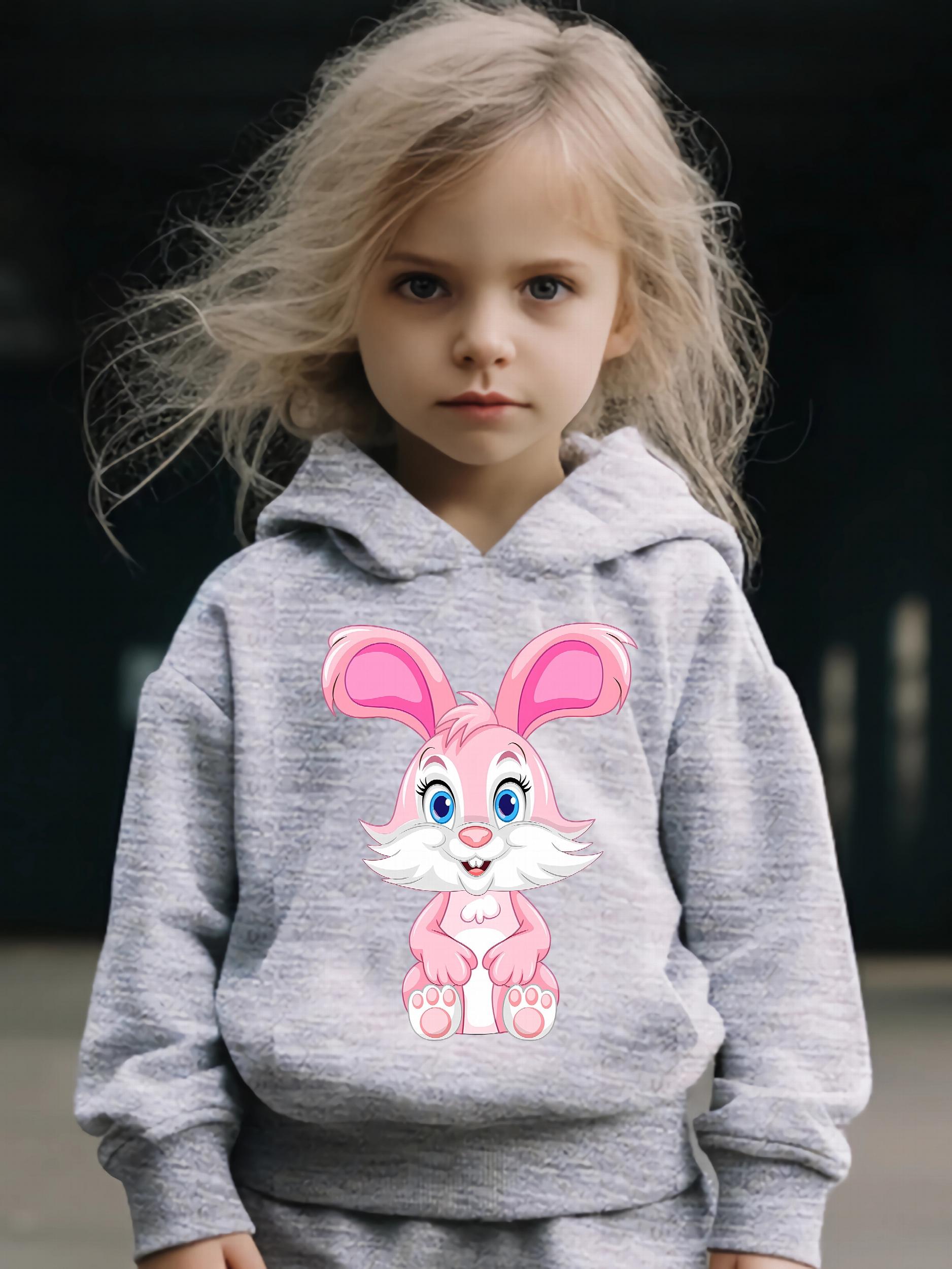 Girls 2pcs Rabbit Pattern Hoodie & Sweatpants Set