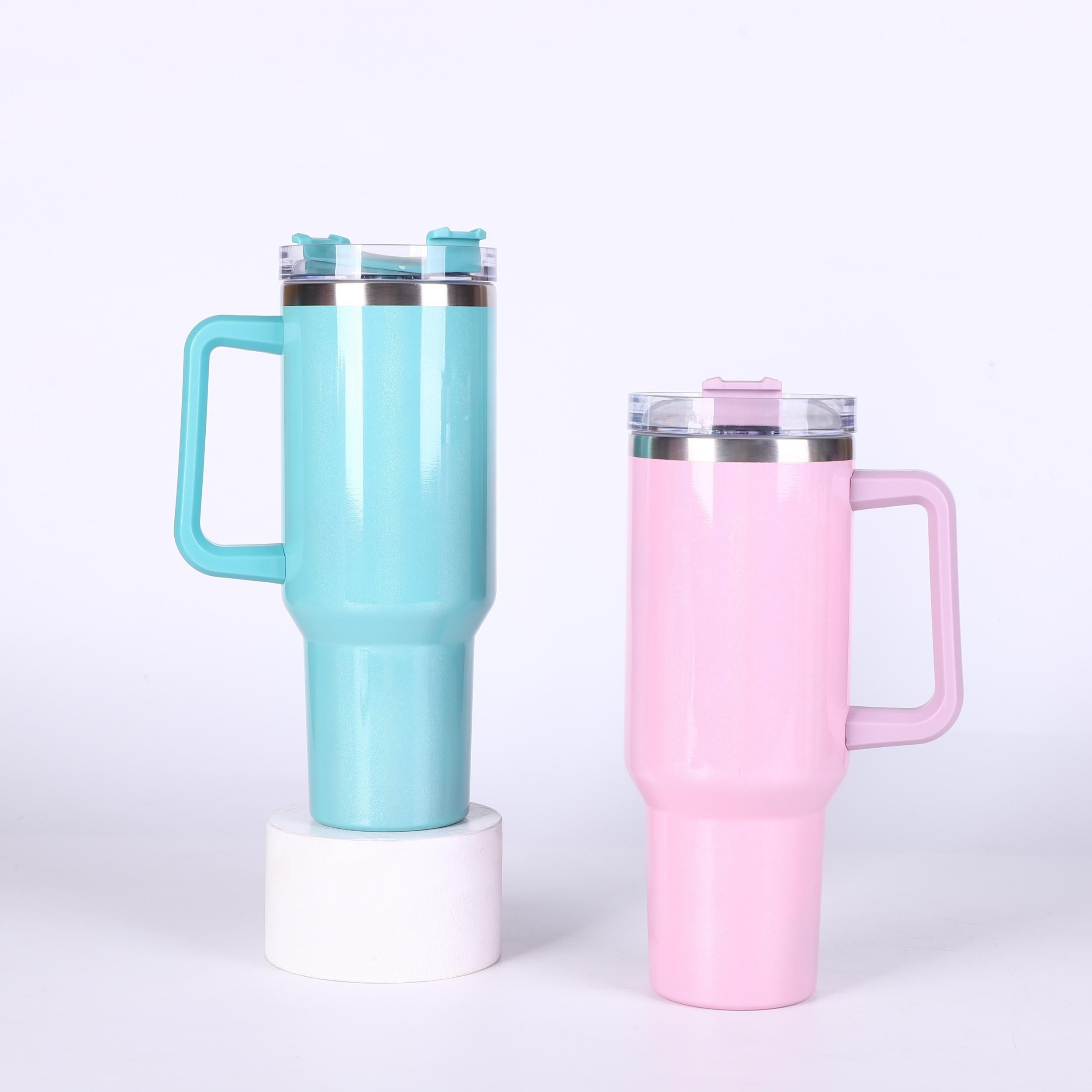 40oz Rainbow Paint Iced Tumbler Stainless Steel Insulated Cup with Handle
