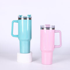 40oz Rainbow Paint Iced Tumbler Stainless Steel Insulated Cup with Handle