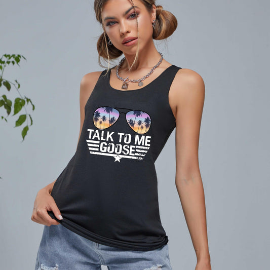 Coconut Tree Pattern Tank Top for Yoga Running