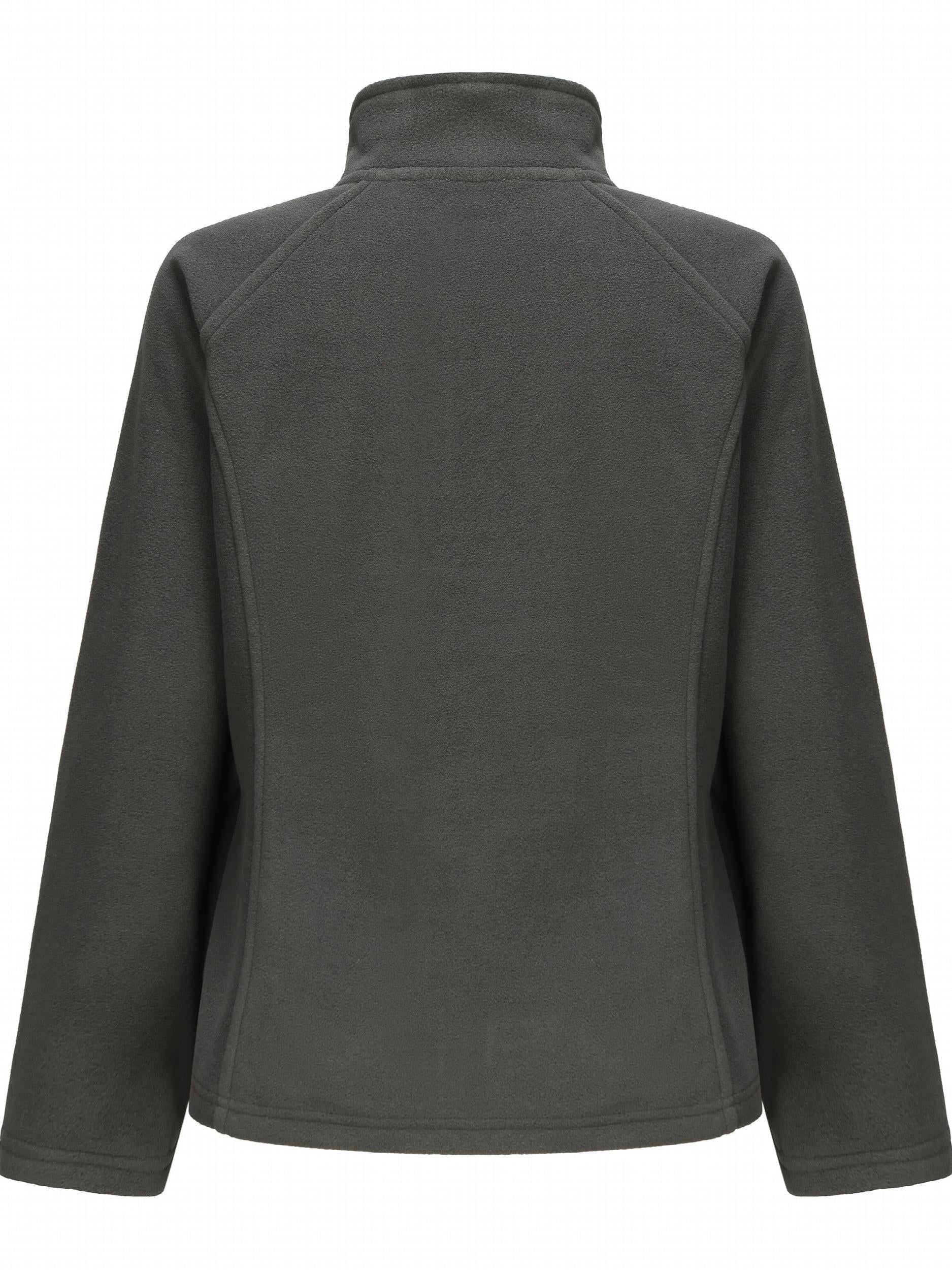 Women's Solid Fleece Sports Jacket Zipper Up Outdoor Workout Top