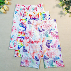 3pcs Girls Colorful Butterfly Soft Legging Cropped Yoga Pants