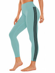 High Waist Yoga Pants with Side Stripes, Tummy Control