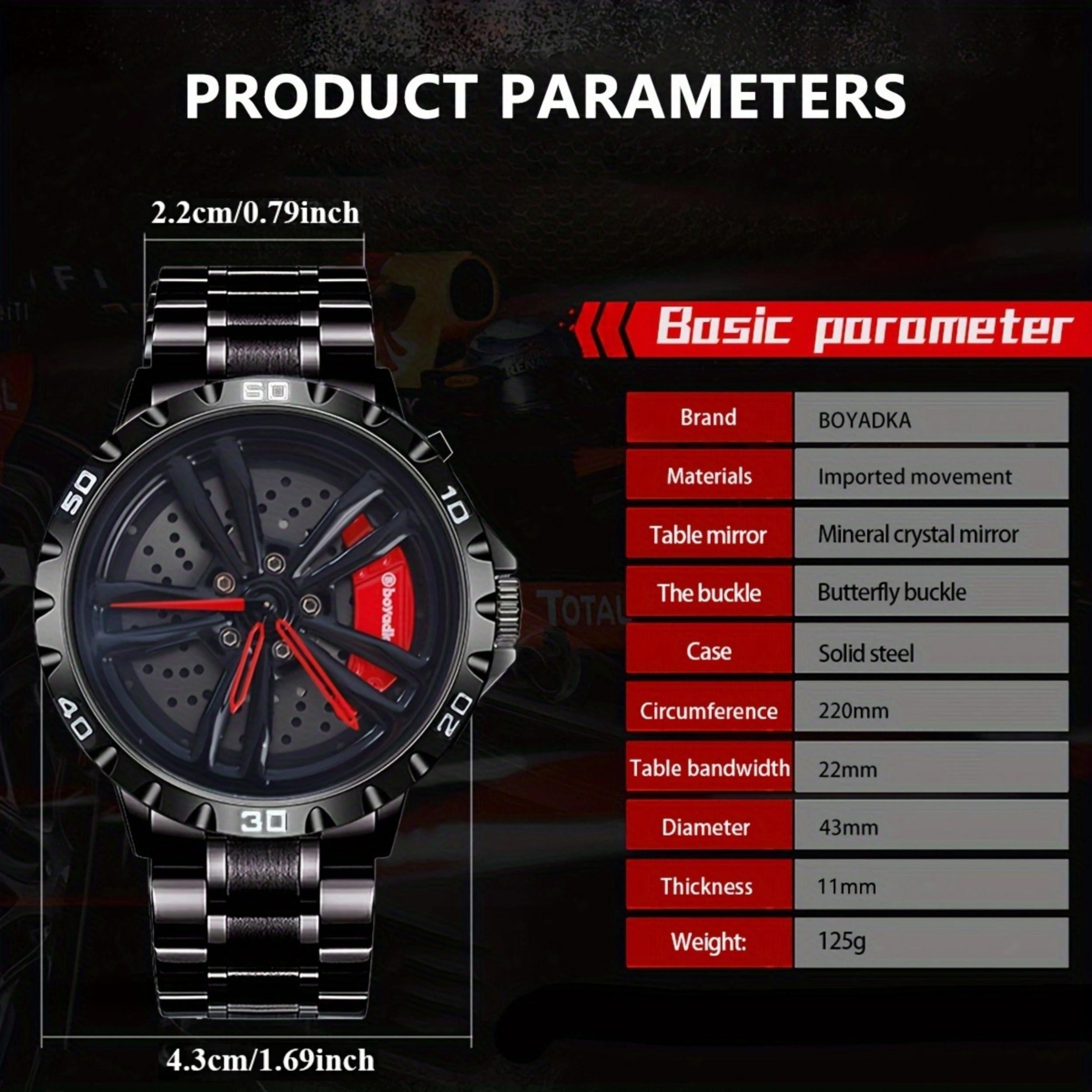 BOYADKA High Performance Sports Watch with Rotating Wheel Stainless Steel Strap