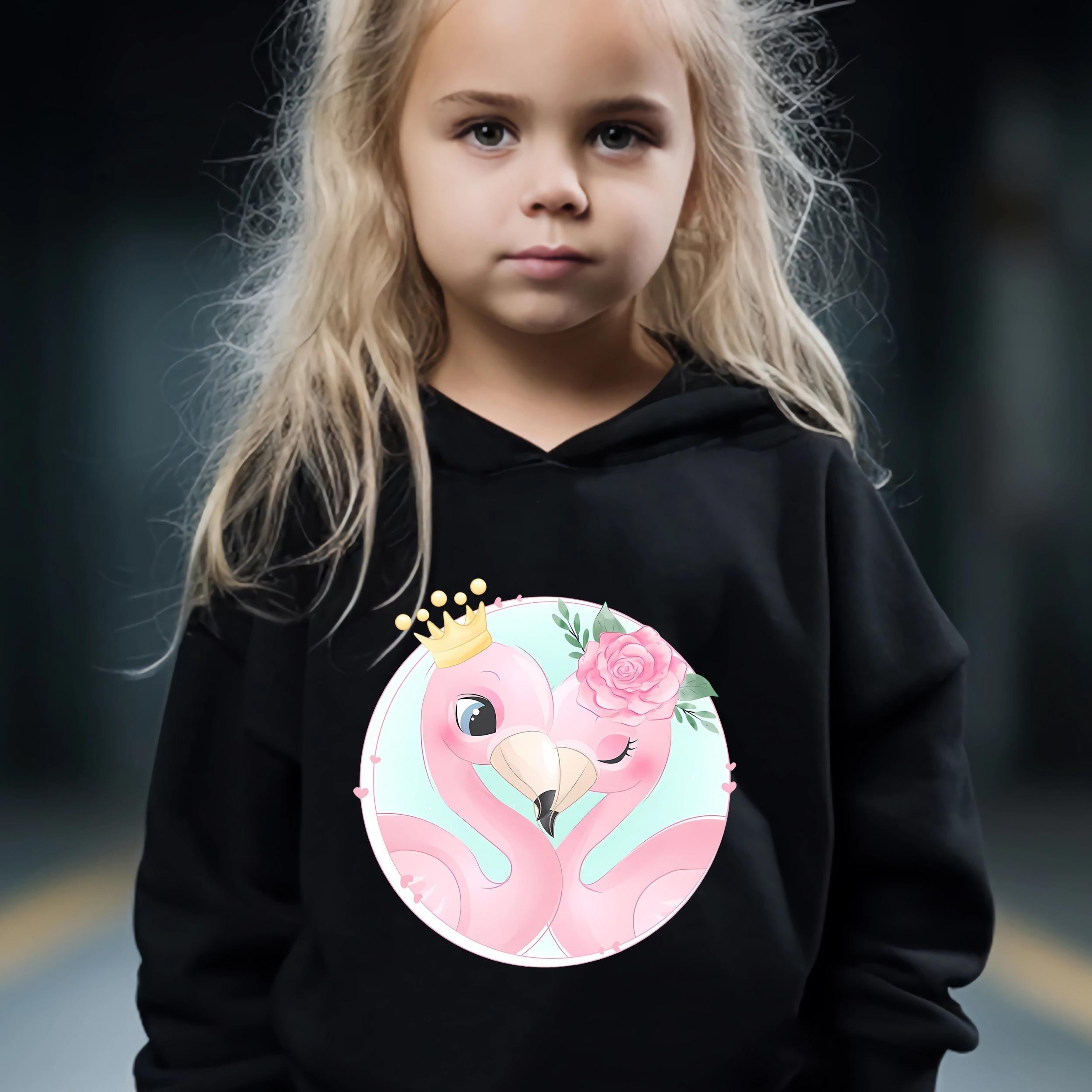 Girls 2pcs Flamingo Sweatshirt & Sweatpants Set