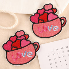 2pcs Heart Iron On Patches Sew On Embroidered Applique Patch DIY For Clothing