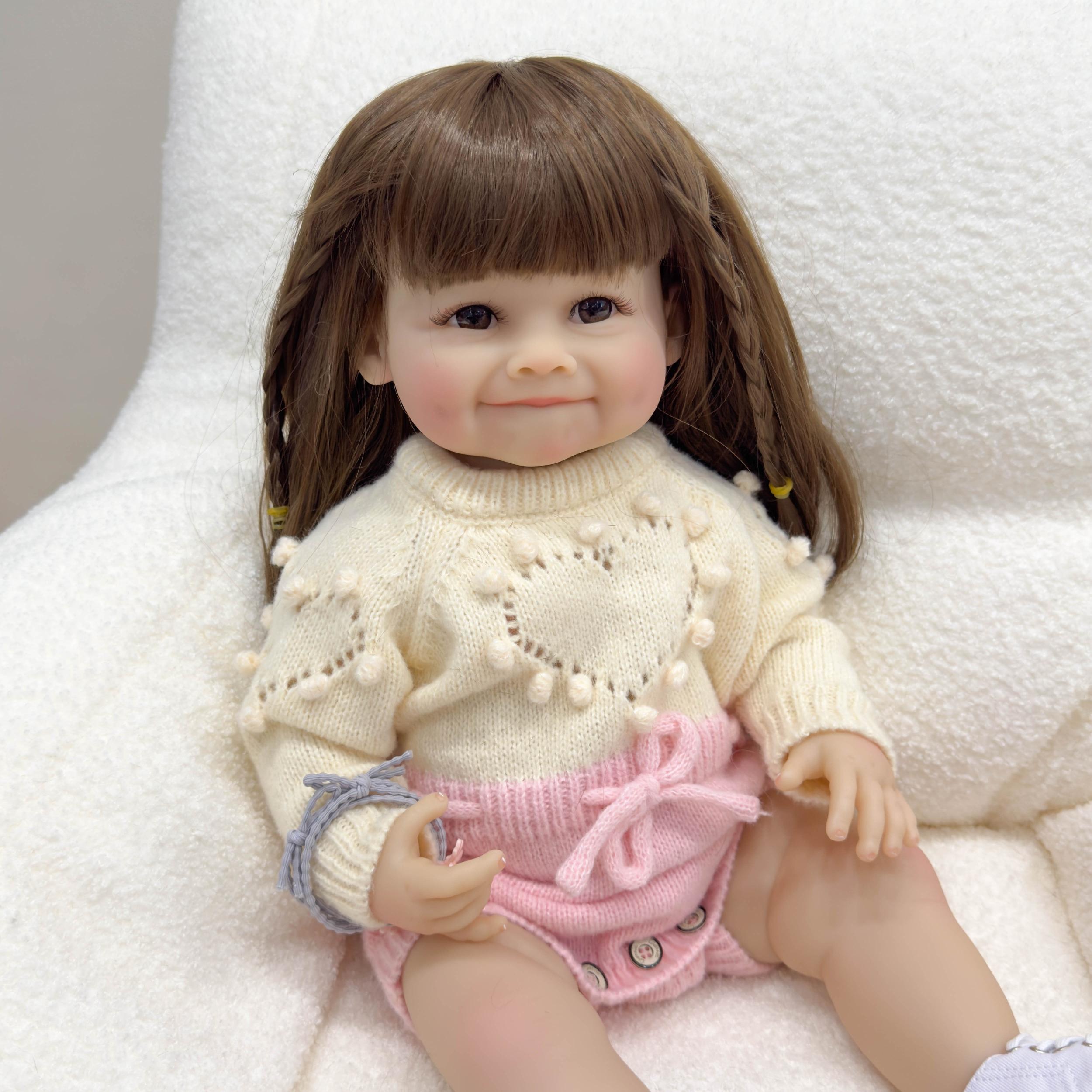 Realistic Silicone Vinyl Reborn Doll with Pink Knitted Outfit