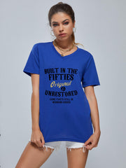 Fifties Print V Neck T-Shirt Sports Fitness Top