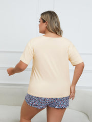 Leopard Print Tee & Bow Knot Shorts Pajama Set