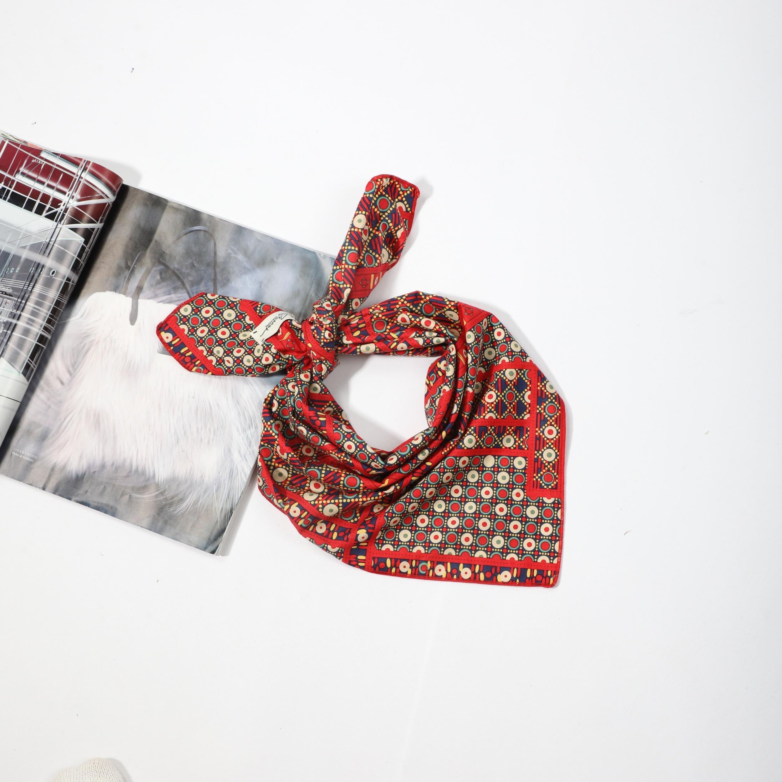 Geometric Paisley Print Bandana Boho Satin Square Scarf Headband