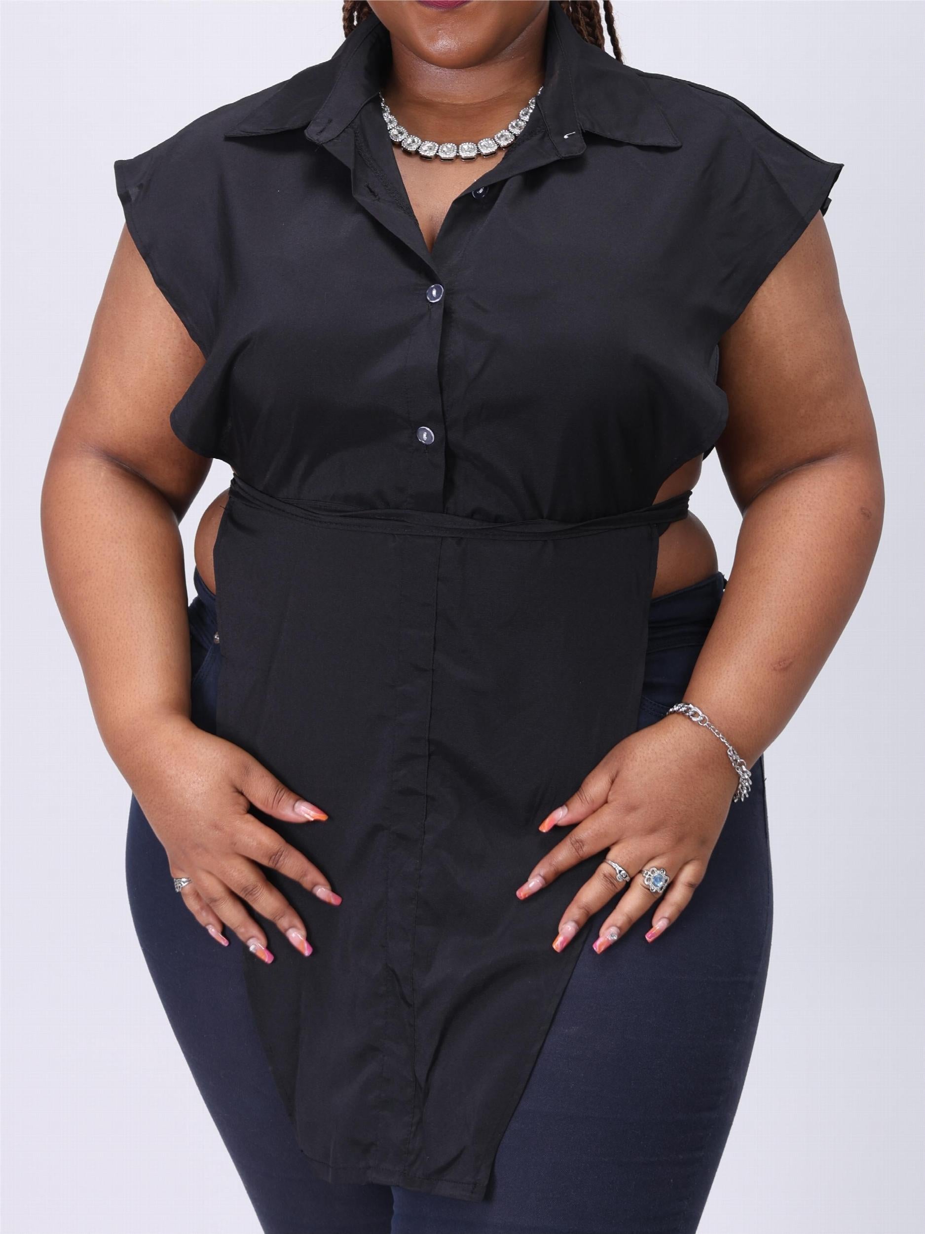 Y2k Blouse Cap Sleeve Button Up Turn Down Collar Top