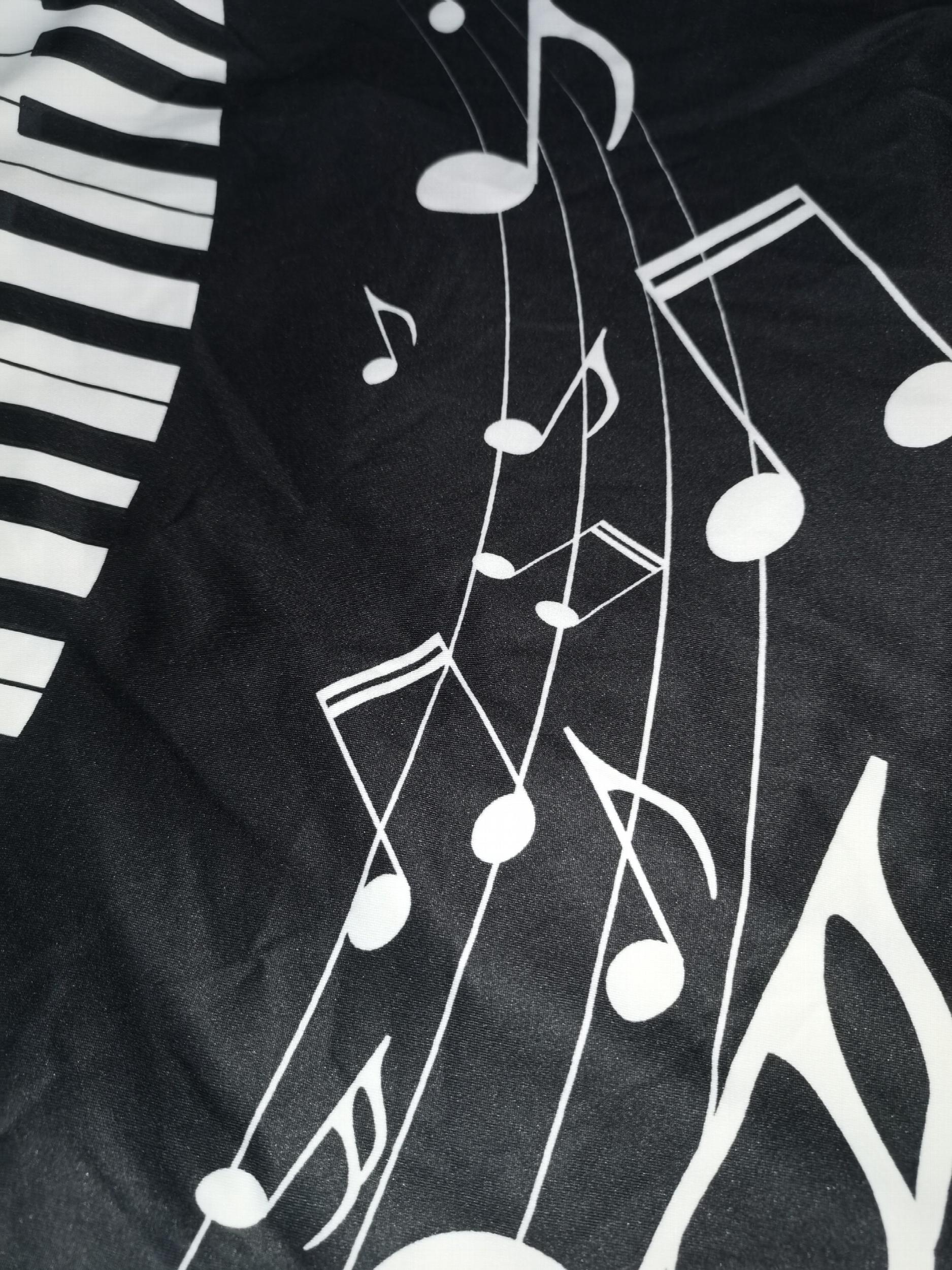 Music Note Print V-Neck Dress With Pockets