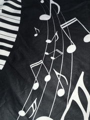 Music Note Print V-Neck Dress With Pockets