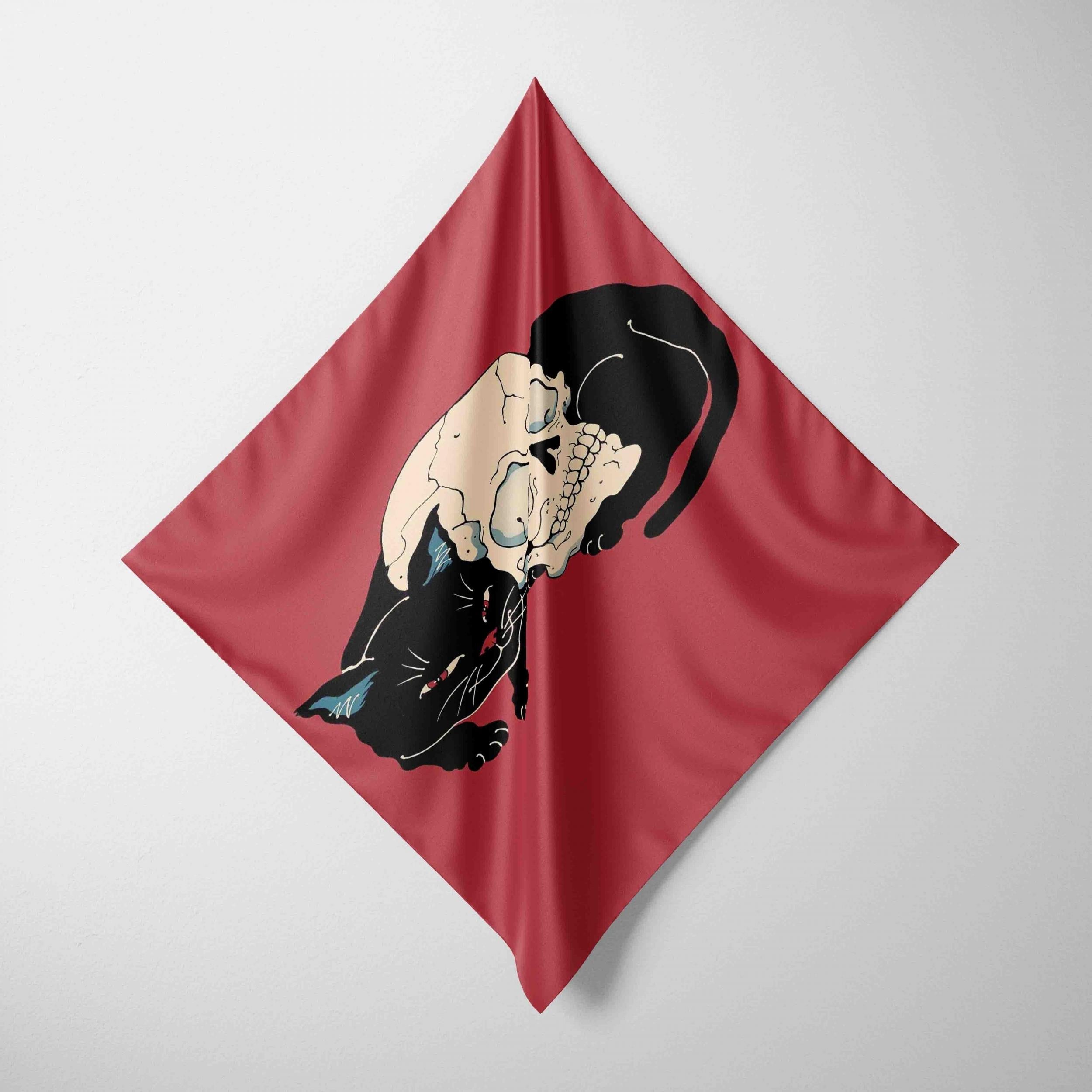 Vintage Skull Print Red Bandana Head Scarf For Women