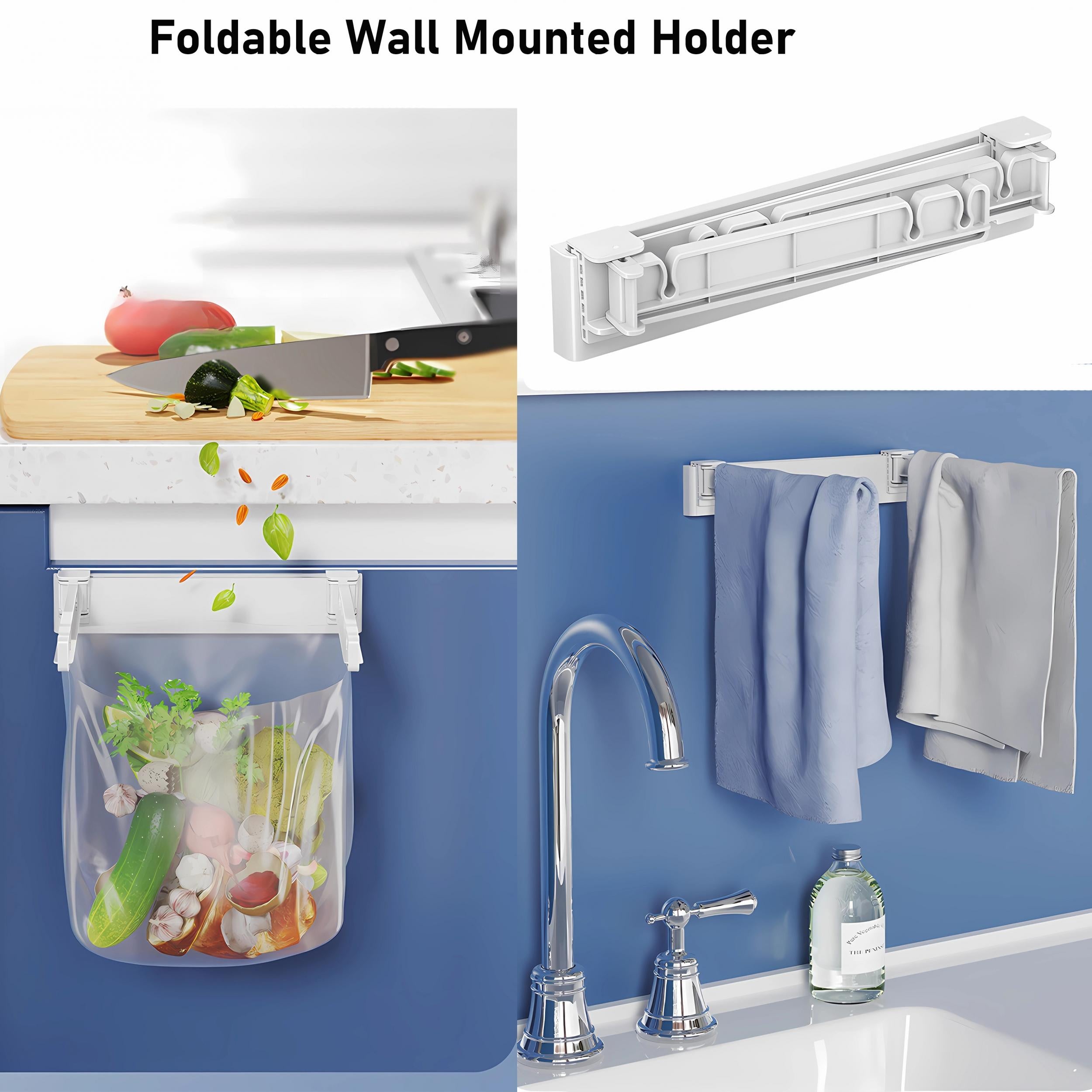 Foldable Garbage Bags Holder Wall Mounted Kitchen Bathroom Waste Bag