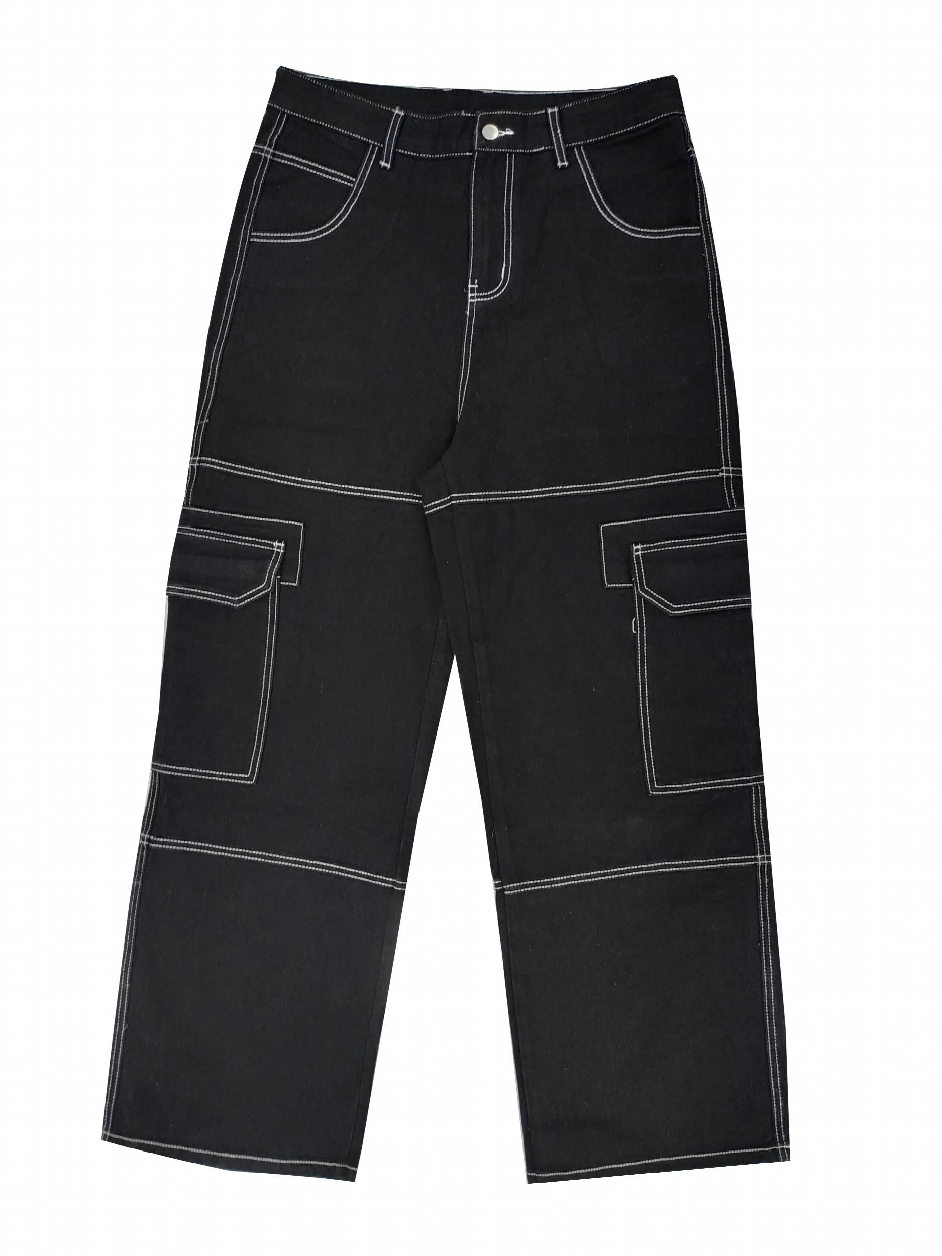 Cotton Patchwork Men's Cargo Pants Loose Baggy Casual Outdoor Work
